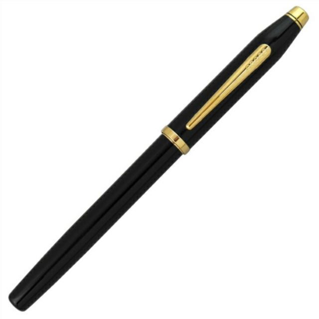 CROSS Century 2 Black Lacquer rollerball pen model 414-1 with gold accents and black gel ink