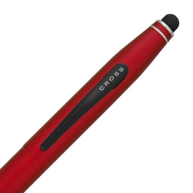 CROSS CrossTech 2 AT0652-8 metallic red ballpoint pen with stylus featuring brass barrel and stainless steel clip