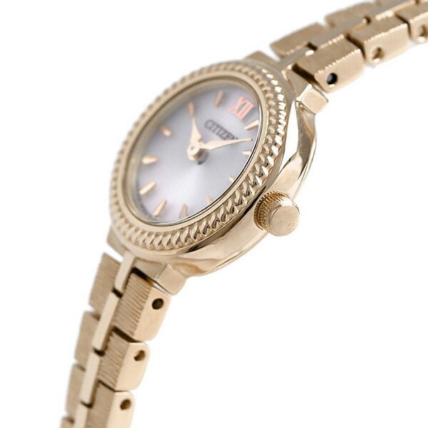 Citizen Kii EG2984-59A women's watch with silver dial and pink gold stainless steel round metal band