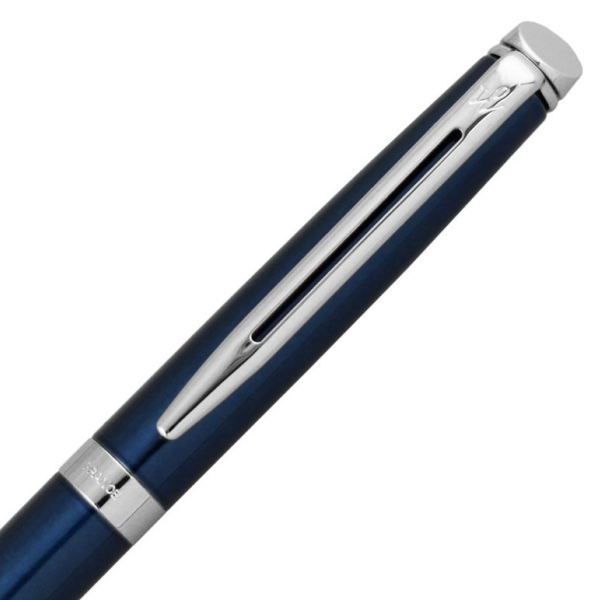 Waterman Metropolitan Essential Metallic Blue CT oil-based ballpoint pen with metallic finish and clip