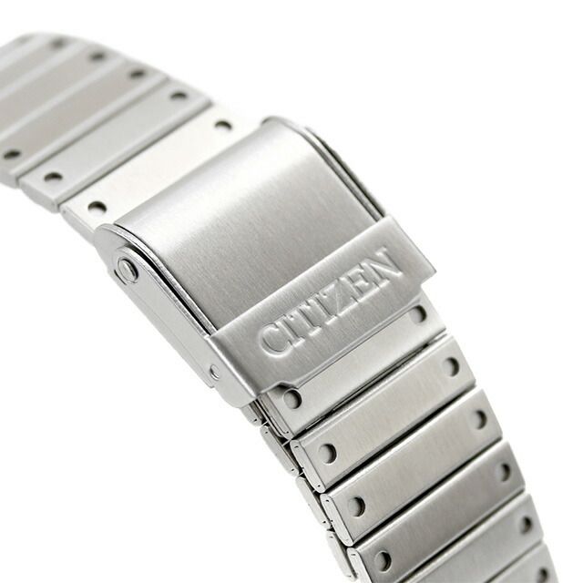 Citizen JG2120-65A men's wristwatch with white liquid crystal dial and silver stainless steel sliding band
