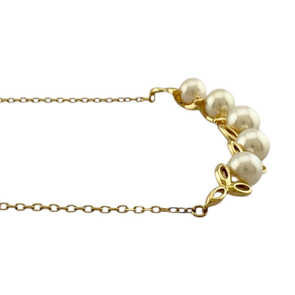 Mikimoto 18K yellow gold necklace with a single Akoya pearl for ladies, weighing 5.8g