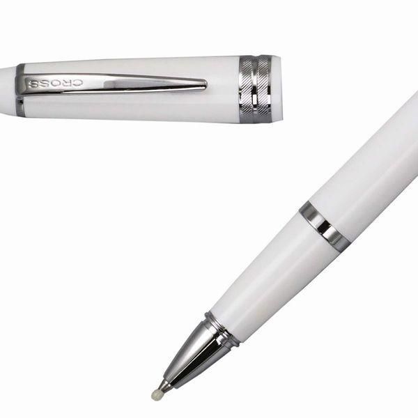 Cross Bailey Light Select Tip Rollerball Pen in white with glossy resin barrel and chrome-plated fittings