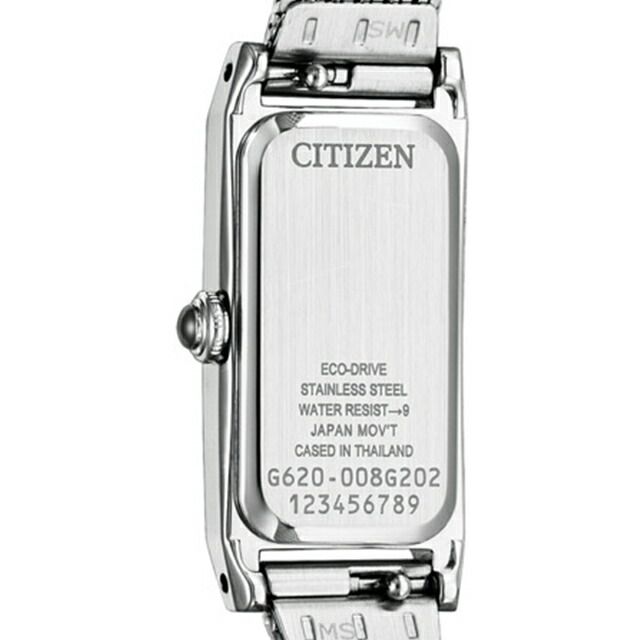 Citizen Kii EG7040-74D ladies wristwatch with white shell dial and silver stainless steel slide band