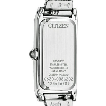 Citizen Kii EG7040-74D ladies wristwatch with white shell dial and silver stainless steel slide band