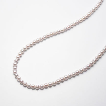 K18 yellow gold Akoya cultured pearl necklace 3.5-4mm with clasp plate on 40cm HDPE cord