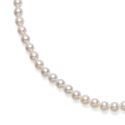 Akoya pearl necklace with small 5.5-6mm pearls on a 42cm strand featuring a silver clasp
