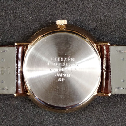Citizen Dress Watch DR-70 with gold stainless steel case and original crocodile leather band