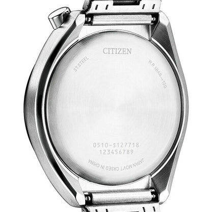 Citizen Tuno Chrono Watch AN3660-81E with black dial and silver stainless steel slide band