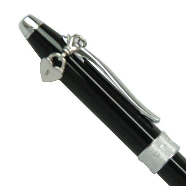 Cross Millennium Pen Sentiment Black Medium with brass and chrome plated accents shown capped