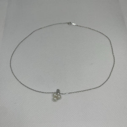 MIKIMOTO pearl necklace with 5mm Akoya pearls, 40cm white gold chain, and diamond pendant