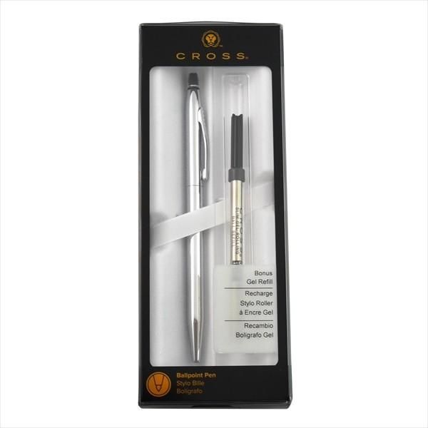 CROSS Ballpoint Pen Click Chrome AT0622S-101 with brass body and chrome plating in blister pack