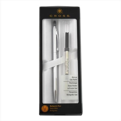 CROSS Ballpoint Pen Click Chrome AT0622S-101 with brass body and chrome plating in blister pack