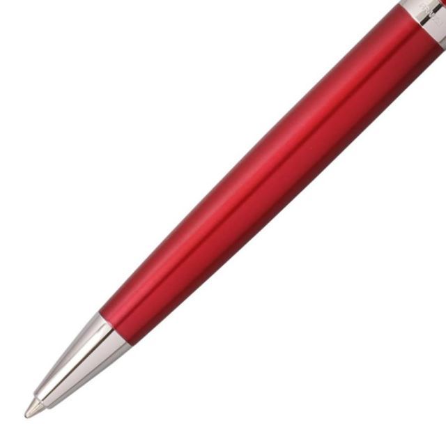 WATERMAN Metropolitan Essential Rouge CT Ballpoint Pen in red with chrome trim, 135mm length, 9mm diameter