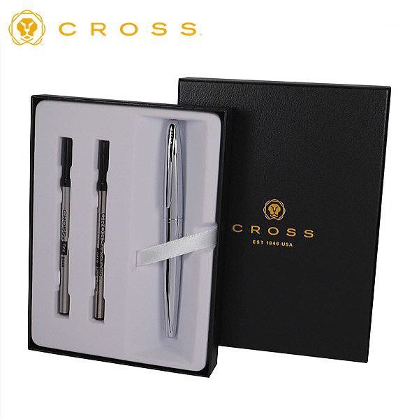 Limited Quantity Cross gift set roll ball pen with pure chrome barrel and water-based select tip
