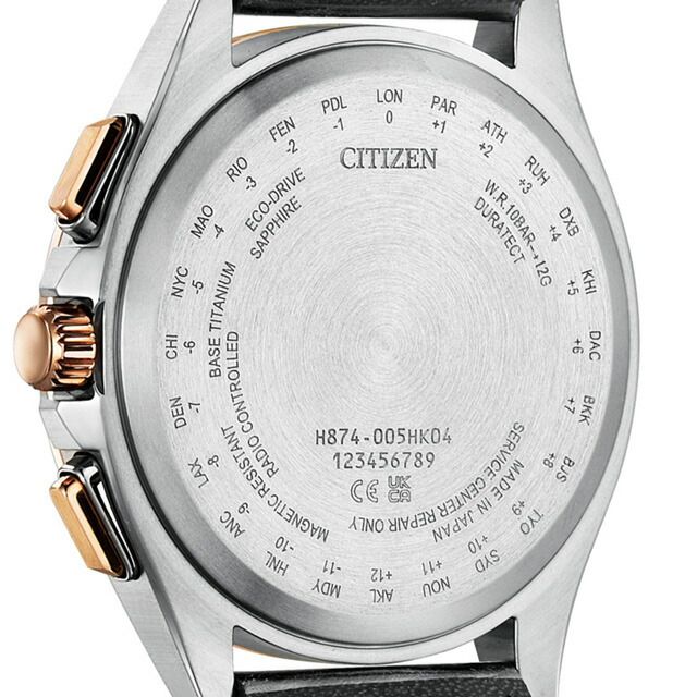 Citizen ATTESA BY1004-17X men's black dial eco-drive radio-controlled watch with black leather band and super titanium case