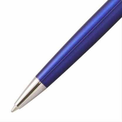 Waterman Metropolitan Deluxe Stripe Blue CT ballpoint pen with chrome trim, 135mm length