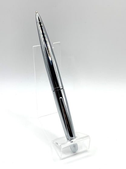 Law Kuro Ballpoint Pen Karei Pure Chrome with slim 127mm silver barrel on white background