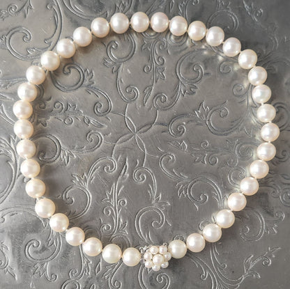 TASAKI K14WG Akoya pearl necklace with pink white pearls measuring 9.2 to 10.0mm on a 40cm white gold chain