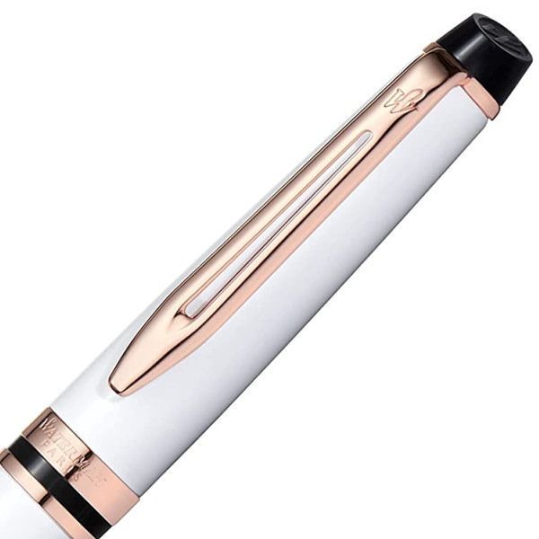 WATERMAN Expert Essential Precious White PGT 2168111 oil-based ballpoint pen with glossy lacquer and nickel palladium trim