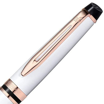 WATERMAN Expert Essential Precious White PGT 2168111 oil-based ballpoint pen with glossy lacquer and nickel palladium trim
