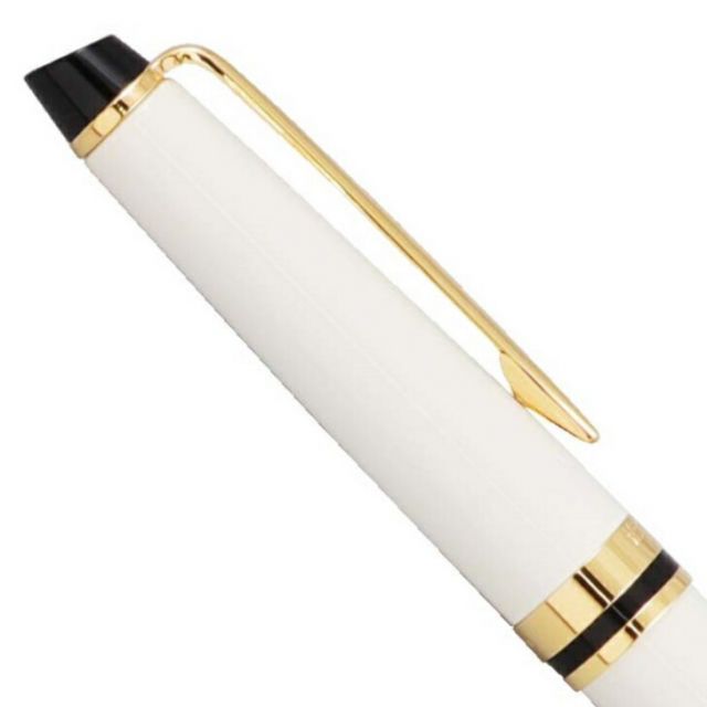 Waterman Expert Essential Ivory GT ballpoint pen with brass body and 23 carat gold plated trim