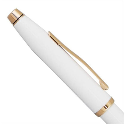 Cross Century II ballpoint pen in pearl white lacquer with sleek design and silver accents