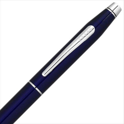 Limited Edition Cross gift set featuring rotary ball pen and water-based pen in translucent blue lacquer with brass chrome clip