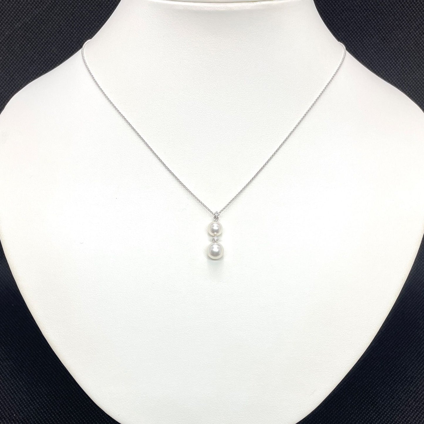 Tasaki pearl diamond necklace featuring 6.2-7.0mm pearls, 0.05ct diamonds, Pt850 platinum, 42cm chain