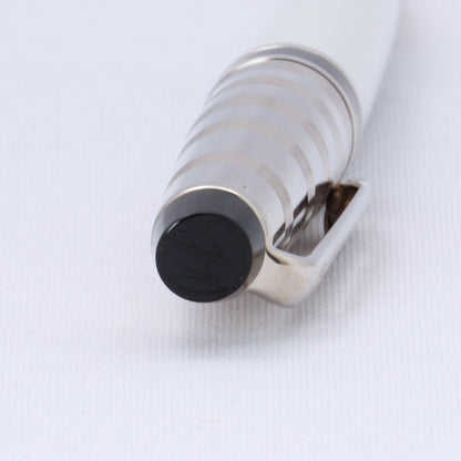 Waterman Expert Deluxe White CT Ballpoint Pen with silver trim shown on white background