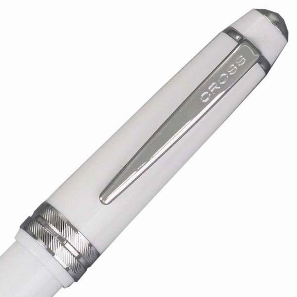 Cross Bailey Light Select Tip Rollerball Pen in white with glossy resin barrel and chrome-plated fittings