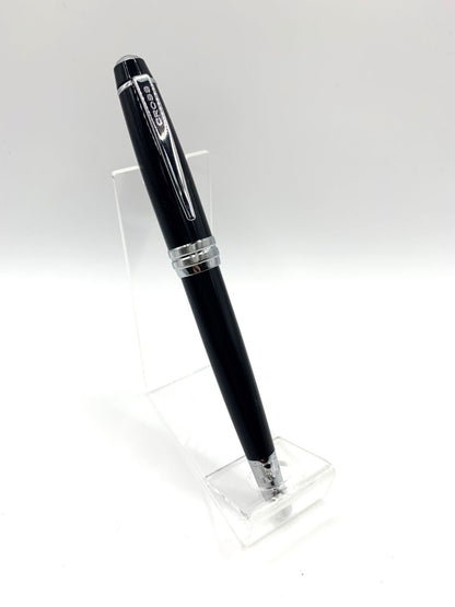CROSS Galaxy Black Fountain Pen with Medium Nib and thick lacquer finish showing center ring grooves
