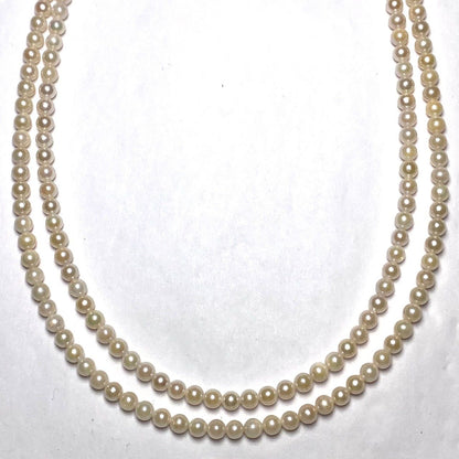 Akoya pearl double strand necklace with two rows of 3.5-4.0mm pearls, inner length 42cm, outer length 44cm