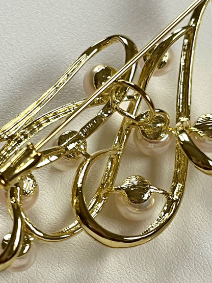 Akoya pearl brooch with attached loop on silver S925 omega necklace choker made in Japan