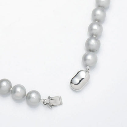 Akoya pearl necklace 8-8.5mm with dyed gray freshwater pearl necklace set displayed on white background