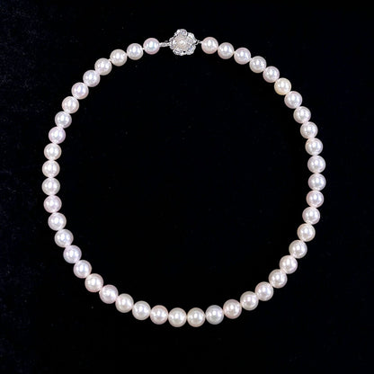 Akoya pearl necklace with 8.5-9.0mm pearls and SV925 clasp on 42cm strand with certification