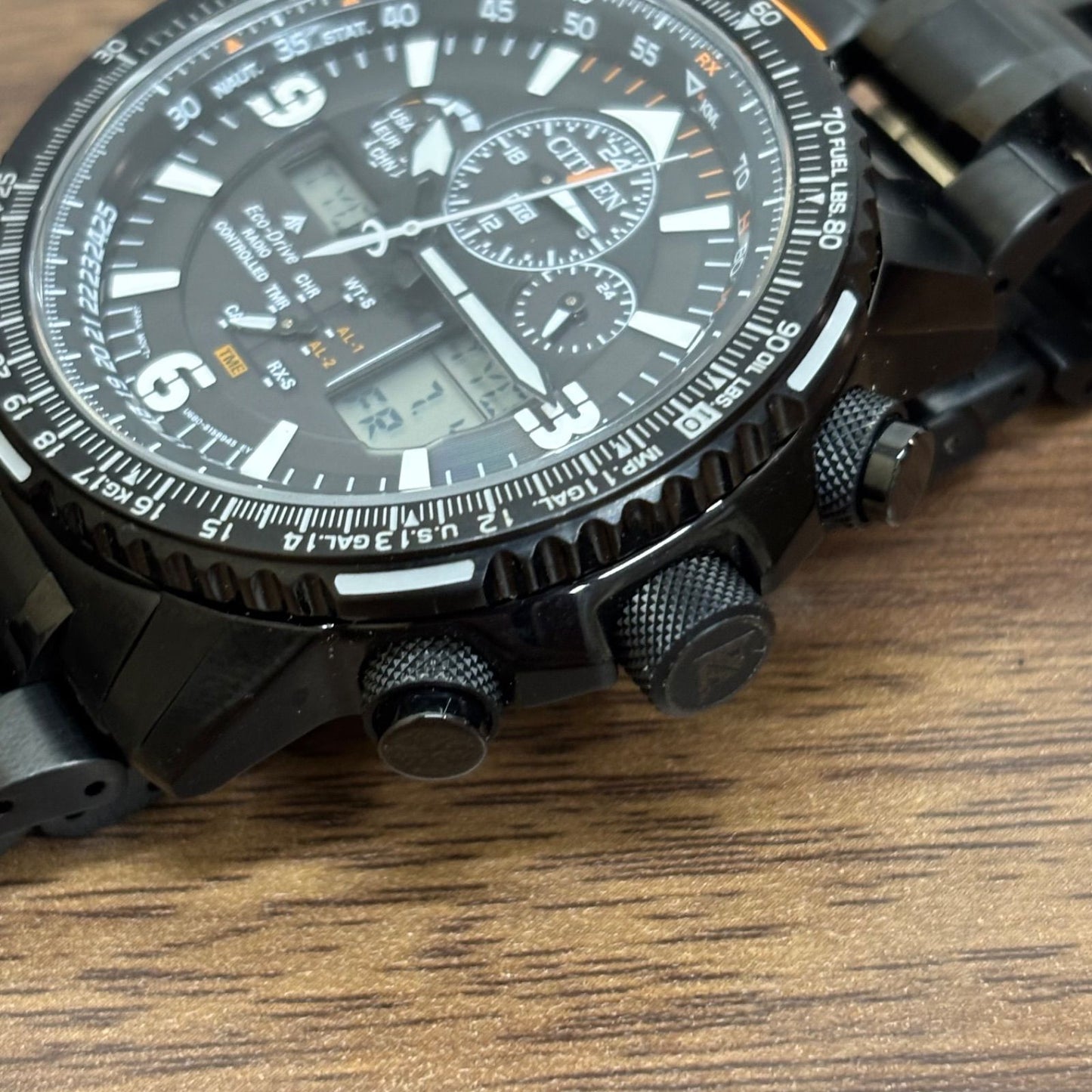 Citizen Promaster Eco-Drive Skyhawk JY8075-51E watch with round stainless steel case and sapphire glass