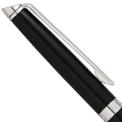 Waterman Metropolitan Essential Black CT ballpoint pen with chrome trim shown on white background