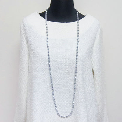 Tasaki Valleii long necklace with 7mm Akoya gray pearl, Swarovski crystals, and silver clasp