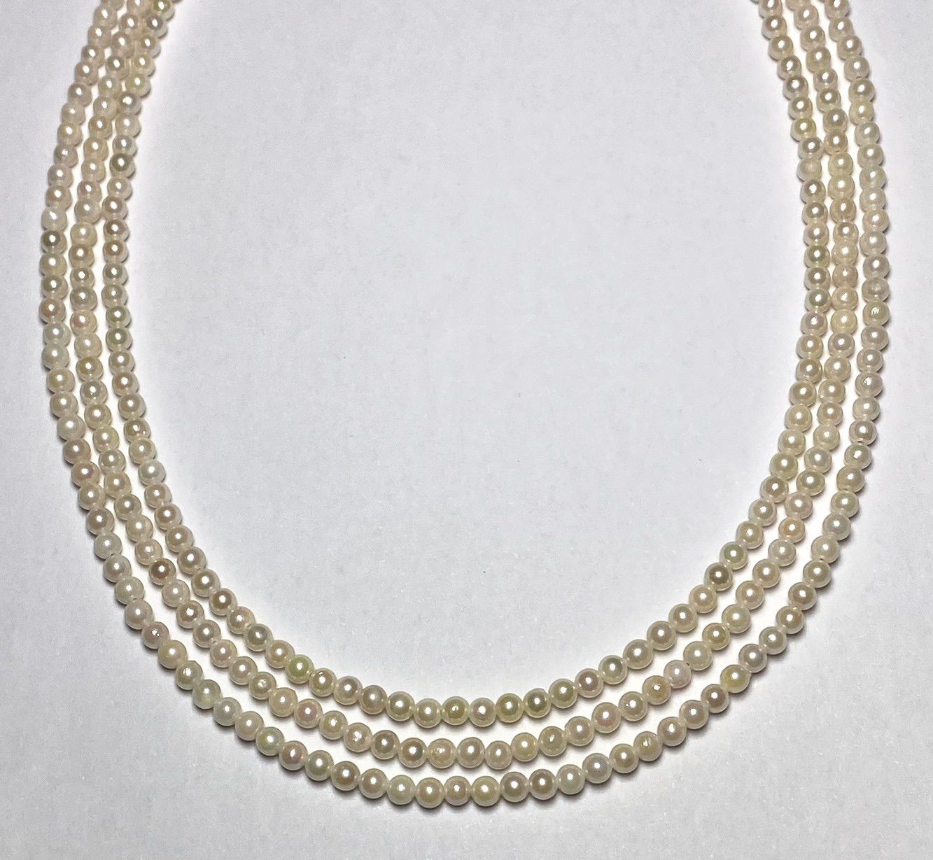 Akoya pearl baby pearl necklace 3-strand with 3.0-3.5mm pearls in three length options