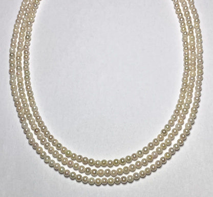 Akoya pearl baby pearl necklace 3-strand with 3.0-3.5mm pearls in three length options