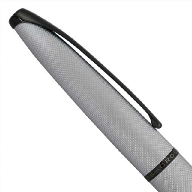 CROSS ATX 882-43 ballpoint pen with brushed chrome finish and polished black clip on a white background