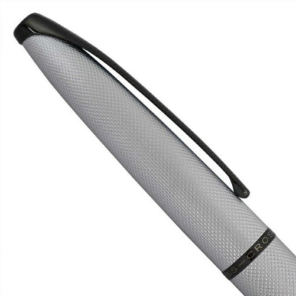 CROSS ATX 882-43 ballpoint pen with brushed chrome finish and polished black clip on a white background