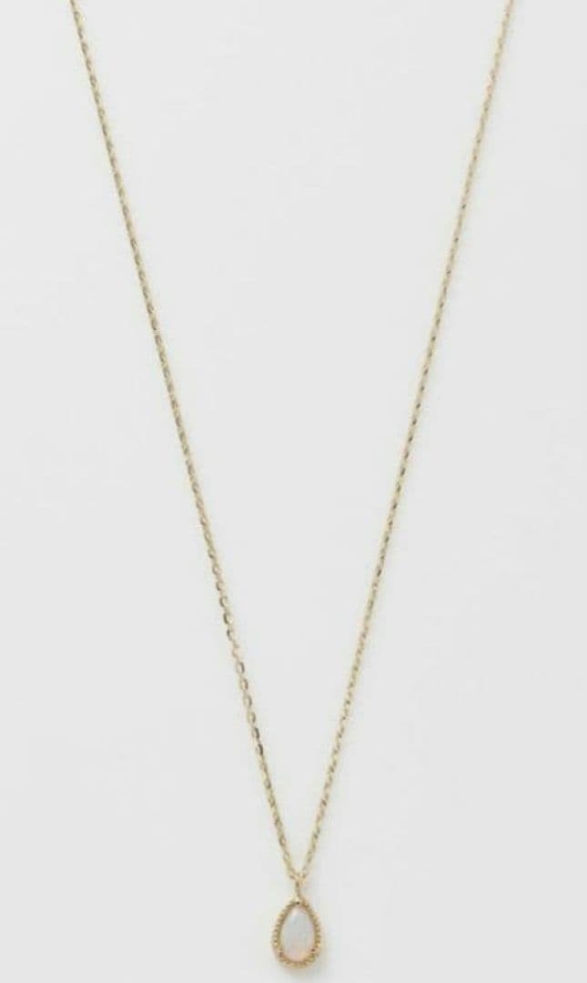 Current Model Agate K10 Opal Necklace with 0.6x0.4 cm opal pendant on 40 cm gold chain