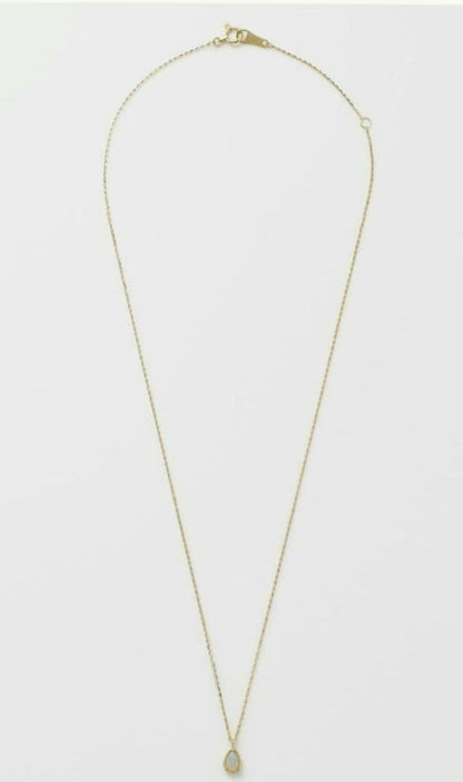 Current Model Agate K10 Opal Necklace with 0.6x0.4 cm opal pendant on 40 cm gold chain