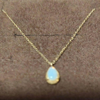 Current Model Agate K10 Opal Necklace with 0.6x0.4 cm opal pendant on 40 cm gold chain