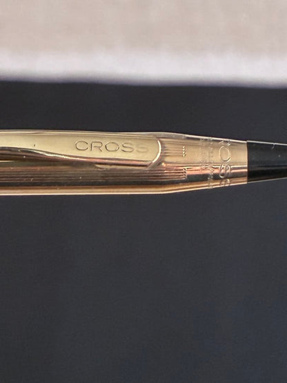 Cross Classic Century Gold 10KT fountain pen with navy double-slot leather pen case
