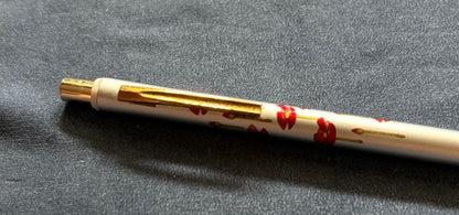 Showa era silver metal Pilot mechanical pencil with flower pattern, vintage design, minor small scratches
