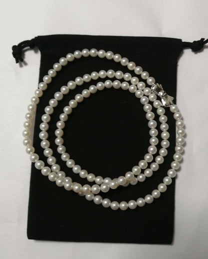 Tasaki long necklace featuring 6-6.5mm Akoya pearls on an 82.5cm silver chain with 925 clasp