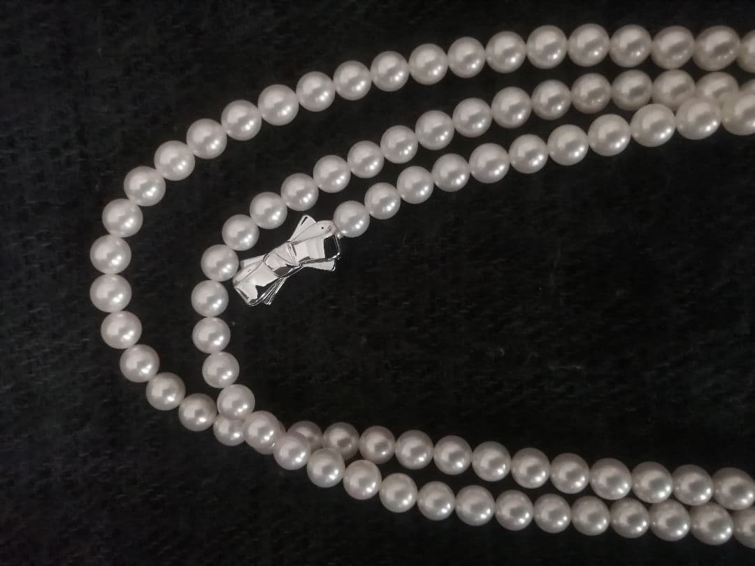 Tasaki long necklace featuring 6-6.5mm Akoya pearls on an 82.5cm silver chain with 925 clasp